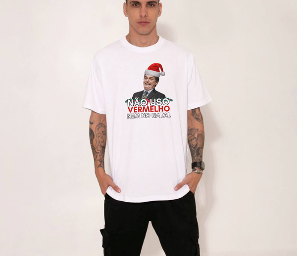 Camiseta Premium Branca - Edição Limitada de Natal (Bolsonaro)