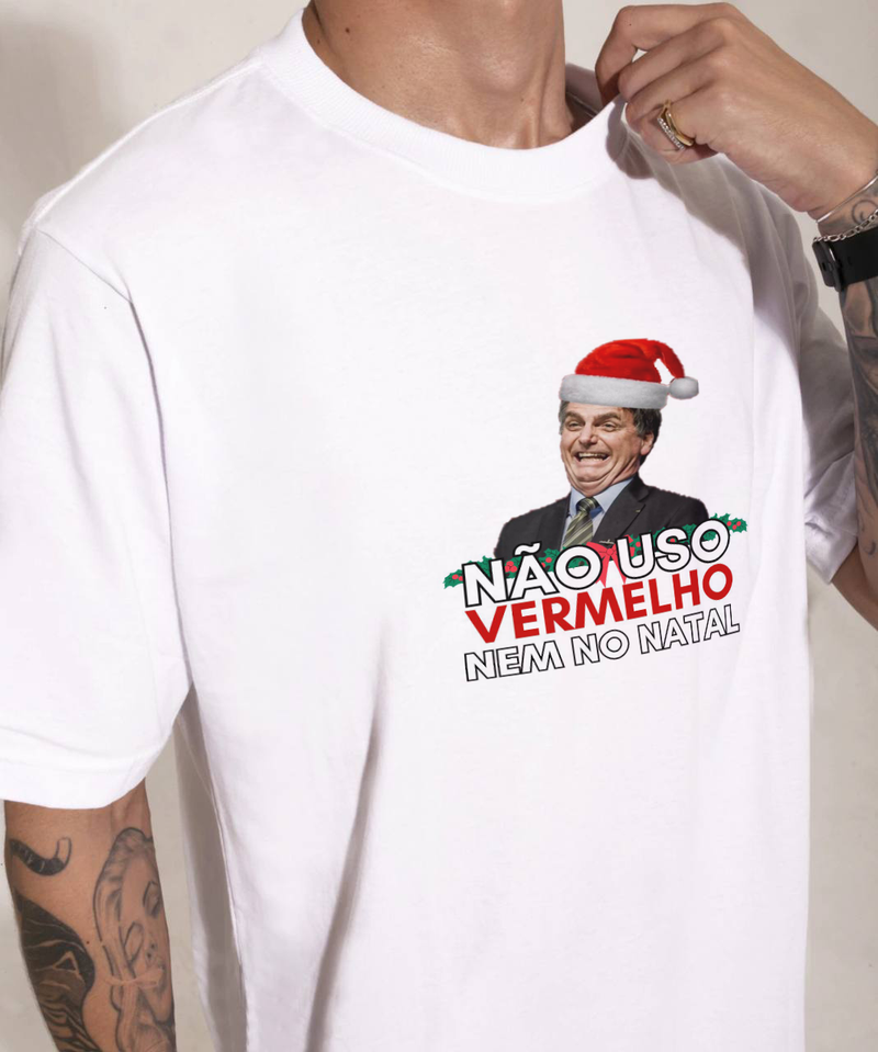 Camiseta Premium Branca - Edição Limitada de Natal (Bolsonaro)