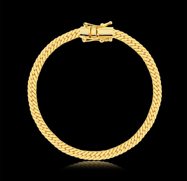 Pulseira Grumet Flat 4mm 5gr Fecho Duplo Banhado A Ouro 18k